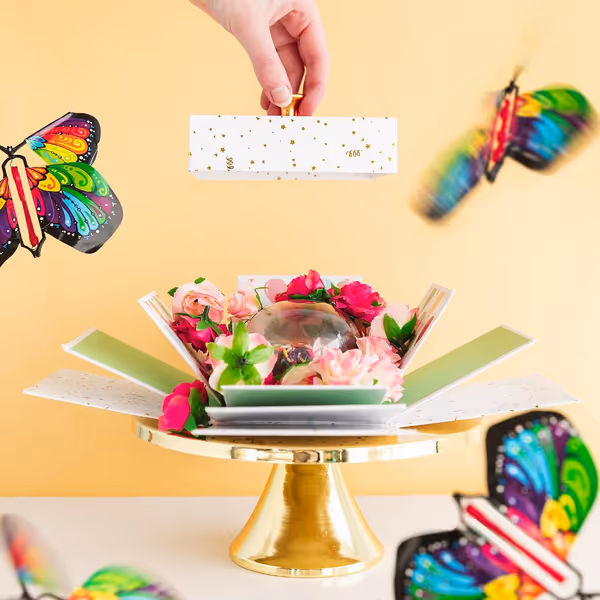 Surprise Cake Explosion Box Gift with Flying Butterfly Surprise