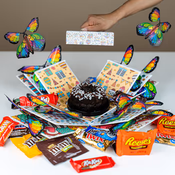 Birthday Cake Explosion Box with Candy Kaboom with Personalized Photos