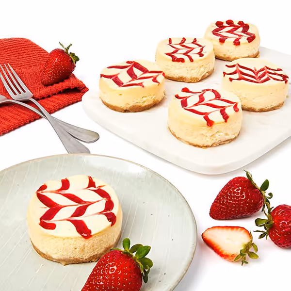 Mini Strawberry Swirl Cheesecakes - 12 pieces