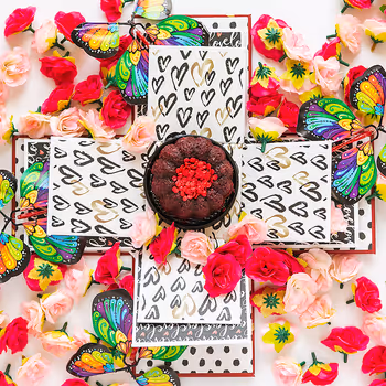 Anniversary Cake Explosion Box with Butterfly Surprise